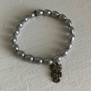 Silver Owl Beaded Bracelet